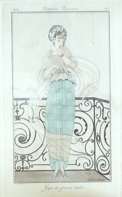 Wegener Gerda Pochoir Mode Art Deco n° 173b-1914 Journal des Dames