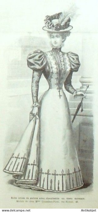 La Mode illustrée journal 1897 n° 12 Robe en tissu écossais