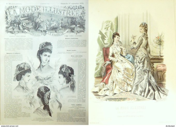 La Mode illustrée journal + gravure associée 1876 # 38