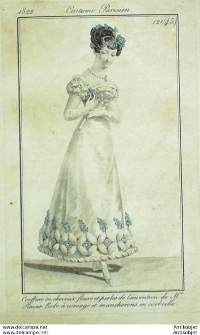 Costume Parisien 1822 # 2045 Robe à corsage et mancherons