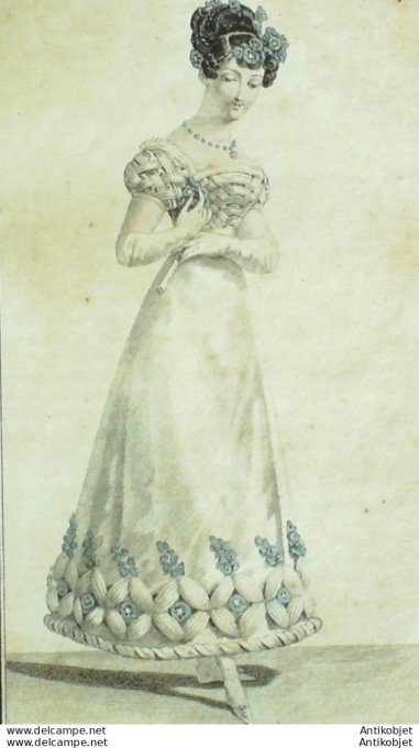Costume Parisien 1822 # 2045 Robe à corsage et mancherons