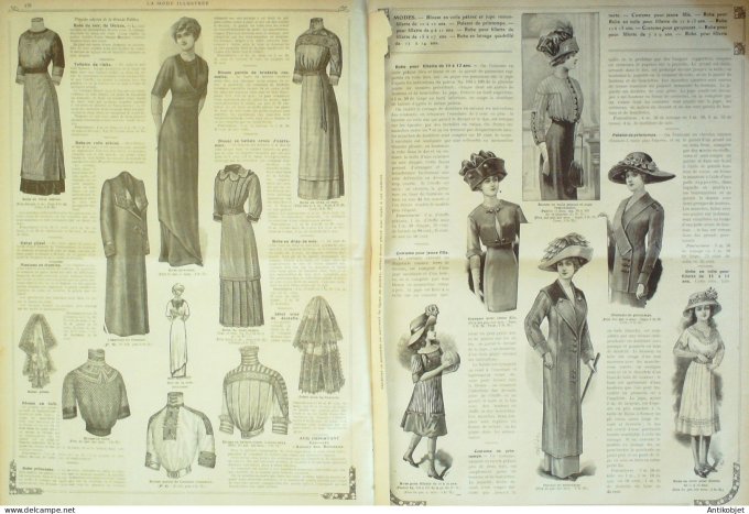 La Mode illustrée journal 1911 n° 12 Toilettes Costumes Passementerie
