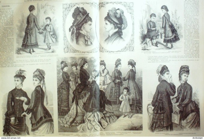 La Mode illustrée journal + gravure associée 1876 # 38