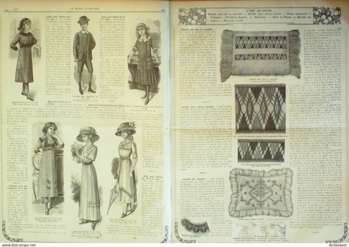 La Mode illustrée journal 1911 n° 12 Toilettes Costumes Passementerie
