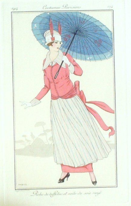 Fabius Lorenzi Pochoir Mode Art Deco n° 174-1914 Journal des Dames