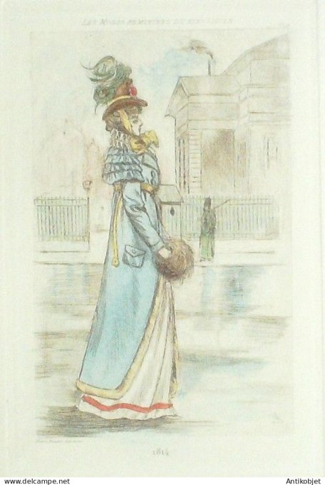 Gravure Mode Boutet (pointe seche aquarellee old Fashion plate) Pl 14-1902