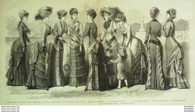 Gravure de mode Revue de la mode Gazette NB (Costumes d'été)