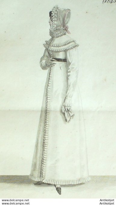 Gravure de mode Costume Parisien 1819 n°1845 Costume du matin en Perkale