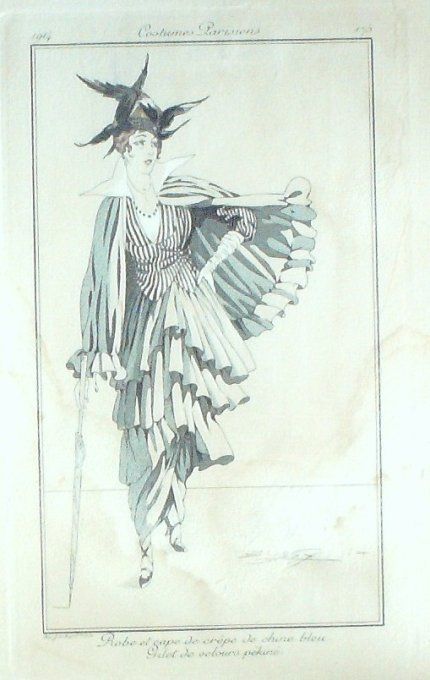 Bussy Pochoir Mode Art Deco n° 175b-1914 Journal des Dames