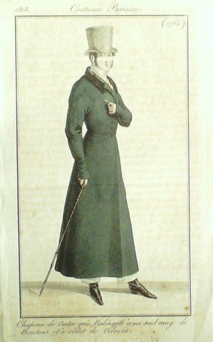 Gravure Mode Costume Parisien 1818 # 1764 (eau forte old Fashion plate