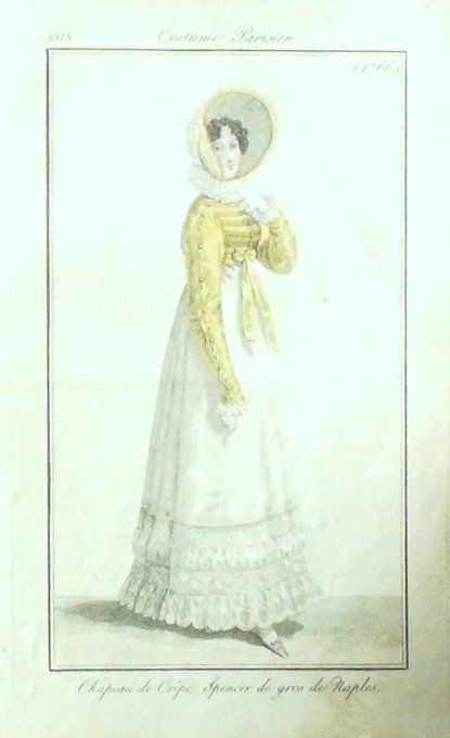 Gravure Mode Costume Parisien 1818 # 1766 (eau forte old Fashion plate