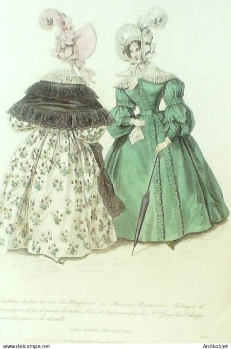 Gravure La mode 1836 # 503 (aquarelle old Fashion plate)