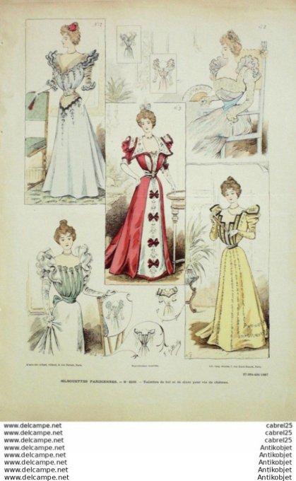 Gravure Mode Le Coquet 1897 # 37 (Old Fashion plate)