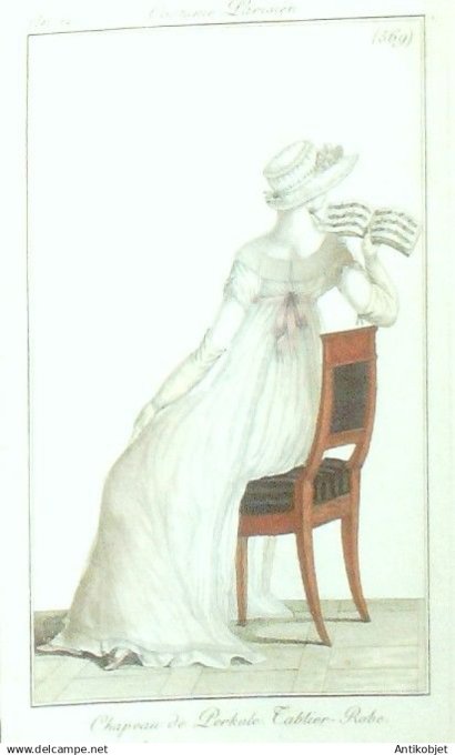 Costume Parisien 1804 an 12 # 569 (eau forte) Tablier Robe Perkale