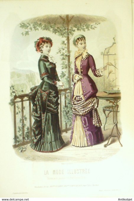 Gravure de mode La Mode illustrée 1880 n°43 (Maison Coussinet-Fladry)