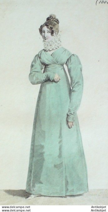 Gravure de mode Costume Parisien 1816 n°1608 Douillette de soie