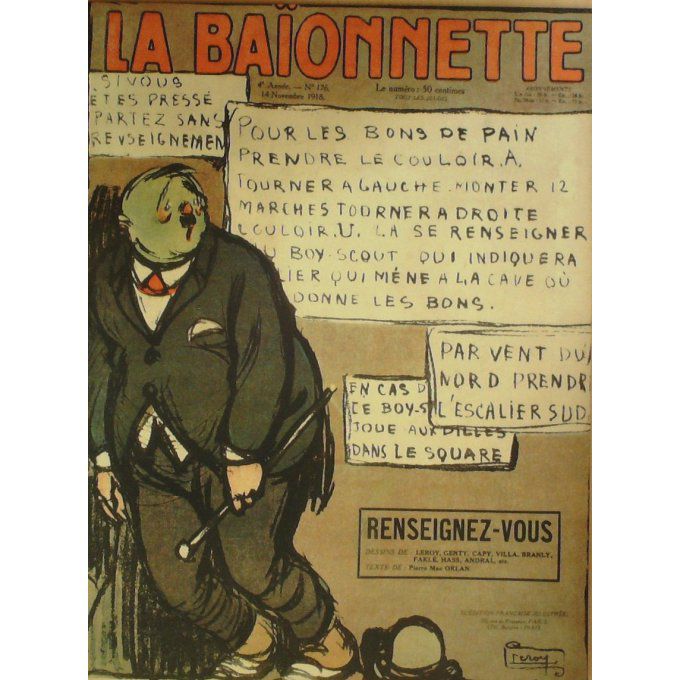 La Baïonnette 1918 n°176 (Renseignez vous) VILLA BRANLY HASS ANDRAL FALKE GOTTLOB