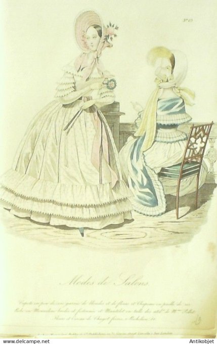 Gravure La mode 1837 # 613 (aquarelle old Fashion plate)