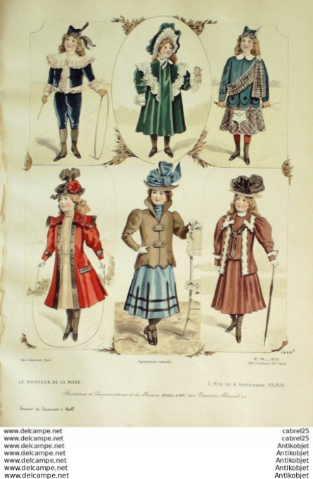 Gravure Mode Le Moniteur 1897 # 39 (Old Fashion plate)