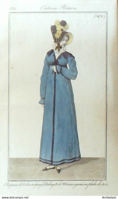 Costume Parisien 1812 # 1272 Redingote de Mérinos garnie
