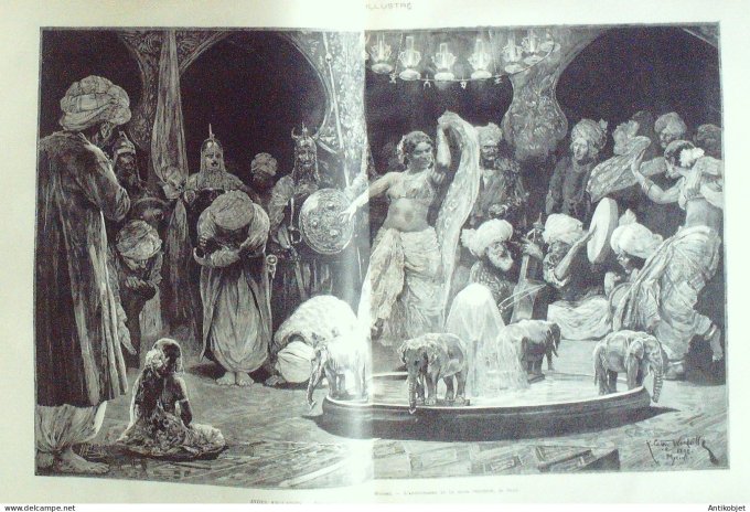 Le Monde illustré 1891 n°1769 Inde radjah de Mysore Chili Santiago Edmond de Goncourt