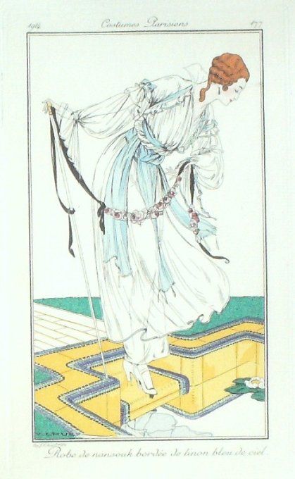 Lhuer Victor Pochoir Mode Art Deco n° 177-1914 Journal des Dames
