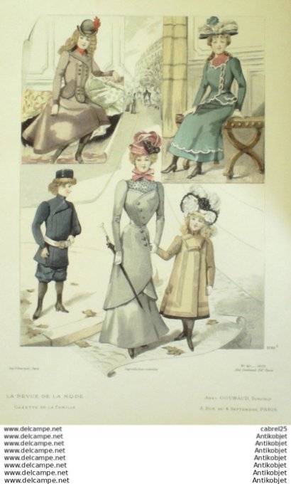 Gravure Mode La Gazette 1899 # 43 (Old Fashion plate)