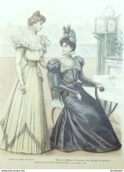 La Mode illustrée journal 1897 n° 31 Robes en crêpe & Taffetas Amazone