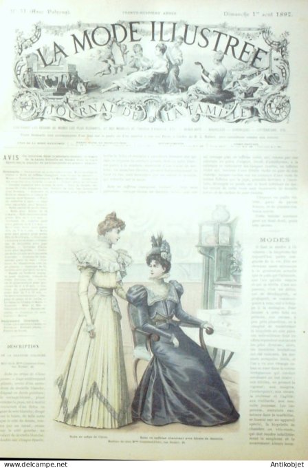 La Mode illustrée journal 1897 n° 31 Robes en crêpe & Taffetas Amazone