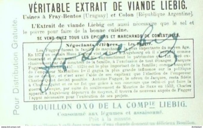 Chromo Liebig Sang  901 Marchands celebres II (1907)