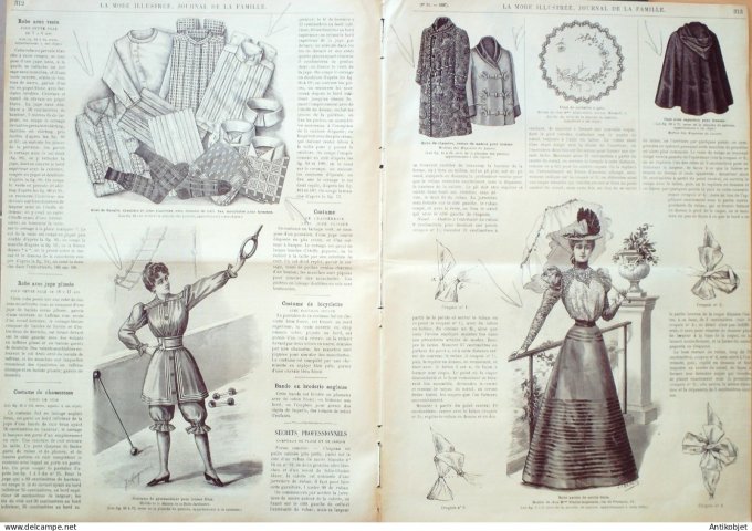 La Mode illustrée journal 1897 n° 31 Robes en crêpe & Taffetas Amazone
