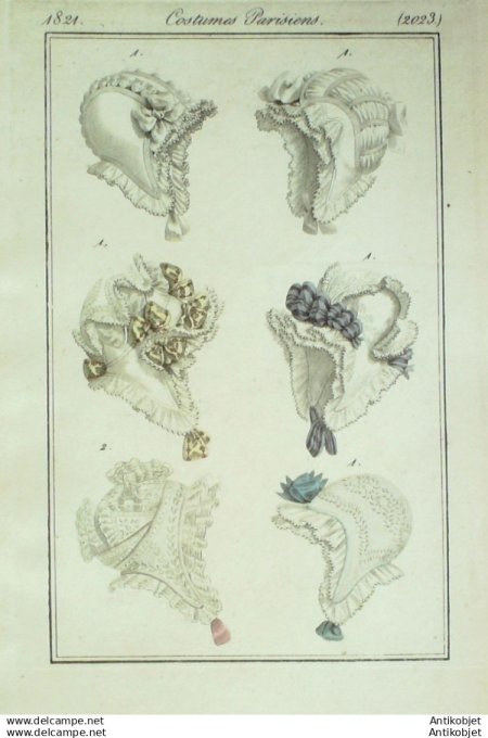 Gravure Mode Costume Parisien 1821 # 2023 (eau forte old Fashion plate