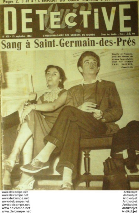 Détective 1954 # 428 Vendays-Montalivet Luçay-le-Mâle Limoges Valgalgues