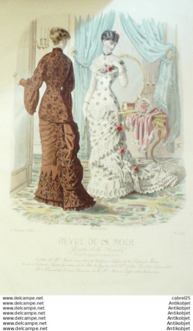 Gravure Mode La Gazette 1880 # 468 (Old Fashion plate)