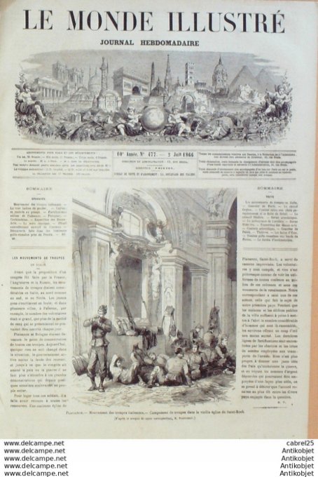 Le Monde illustré 1866 n°477 Cochinchine Saigon Pouzon (07) Italie Pompei Paraguay