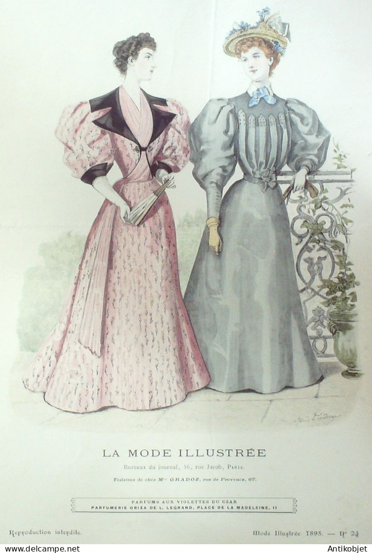 Gravure Mode illustree 1895 # 24 (Old Fashion plate) RARE