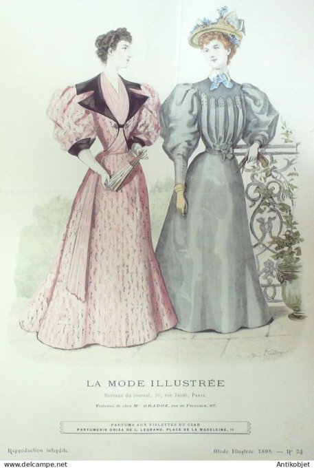 Gravure Mode illustree 1895 # 24 (Old Fashion plate) RARE