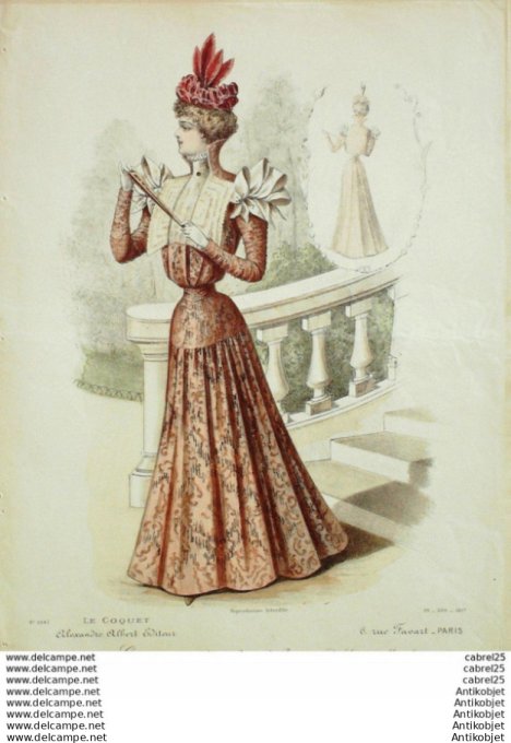 Gravure Mode Le Coquet 1897 # 29 (Old Fashion plate)