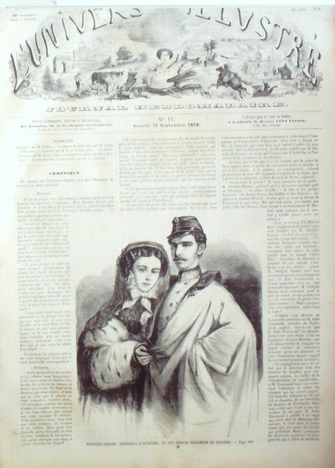 L'Univers illustré 1858 #  17 Autriche Empereur Inde Lucknow Farah Bakhseh Thompson river