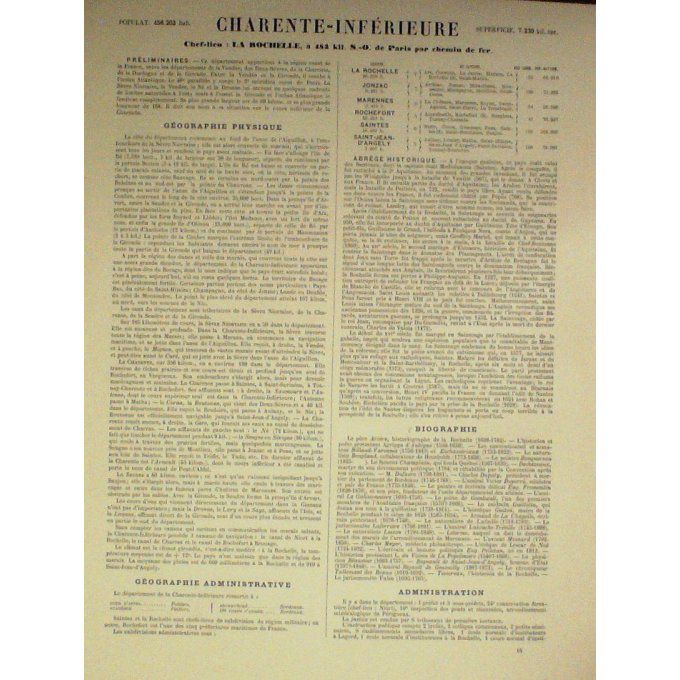 Carte CHARENTES MARITIMES (17) LA ROCHELLE Graveur LECOQ WALTNER BARBIER 1868