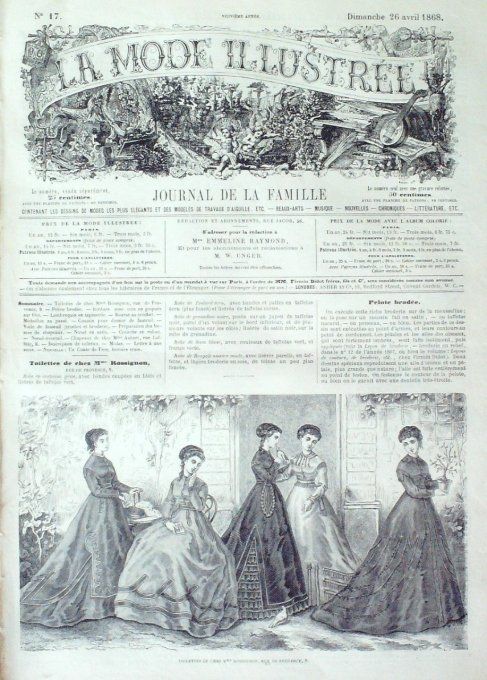 Journal Mode illustrée 1868 # 17 Toilettes de loisirs