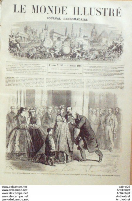 Le Monde illustré 1862 n°287 Londres Charmeur D'oiseaux Ile St Helene Biarritz (64)