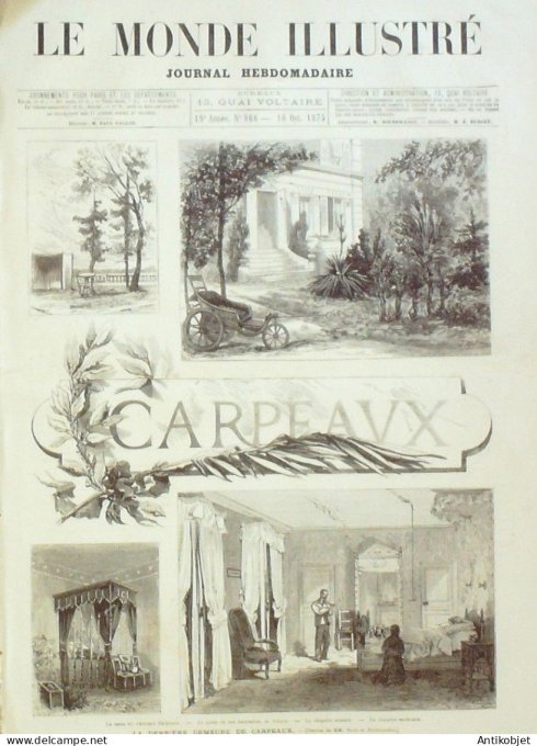 Le Monde illustré 1875 n°966 Soissons (02) Brest (29) Telescope L'observatoire Carpeaux St-Denis (93