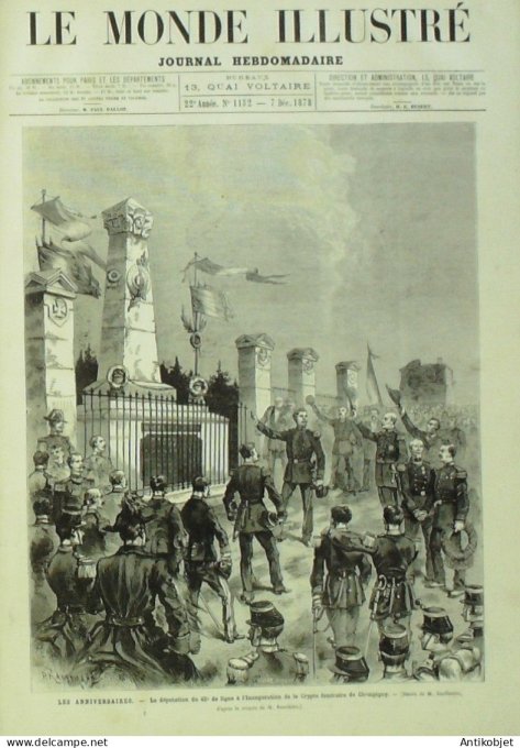 Le Monde illustré 1878 n°1132 Champigny (94) Folkestone paquebot allemand Pomerania