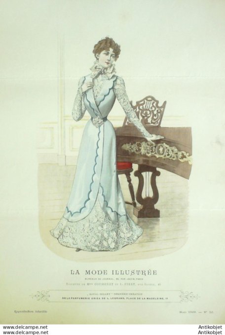 Gravure Mode illustree 1899 # 10 (Old Fashion plate) rare