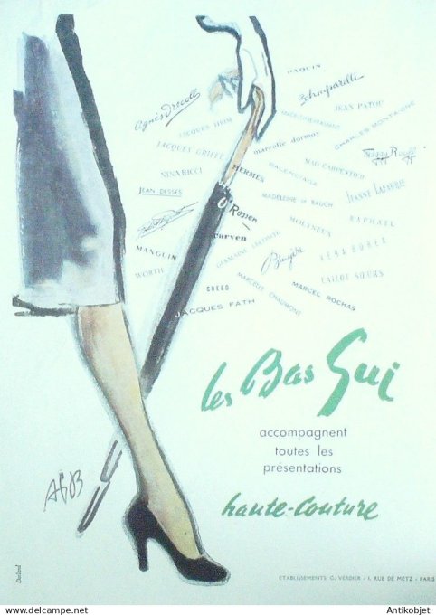 Publicité Lingerie Bas Gui 1955