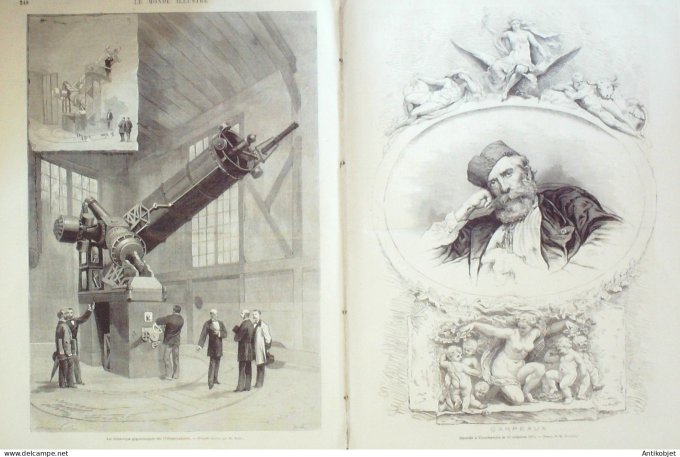 Le Monde illustré 1875 n°966 Soissons (02) Brest (29) Telescope L'observatoire Carpeaux St-Denis (93
