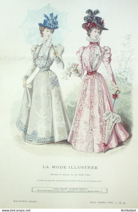 Gravure Mode illustree 1897 # 24 (Old Fashion plate) RARE
