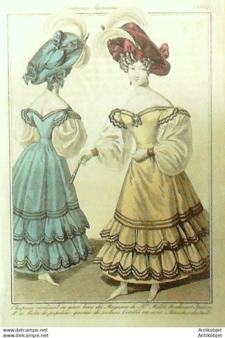 Gravure Mode Costume Parisien 1829 # 2684 (eau forte old Fashion plate