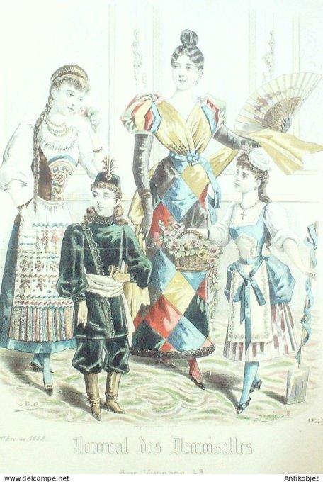 Gravure Mode J.Demoiselles 1892 # 4871b (Old Fashion plate)